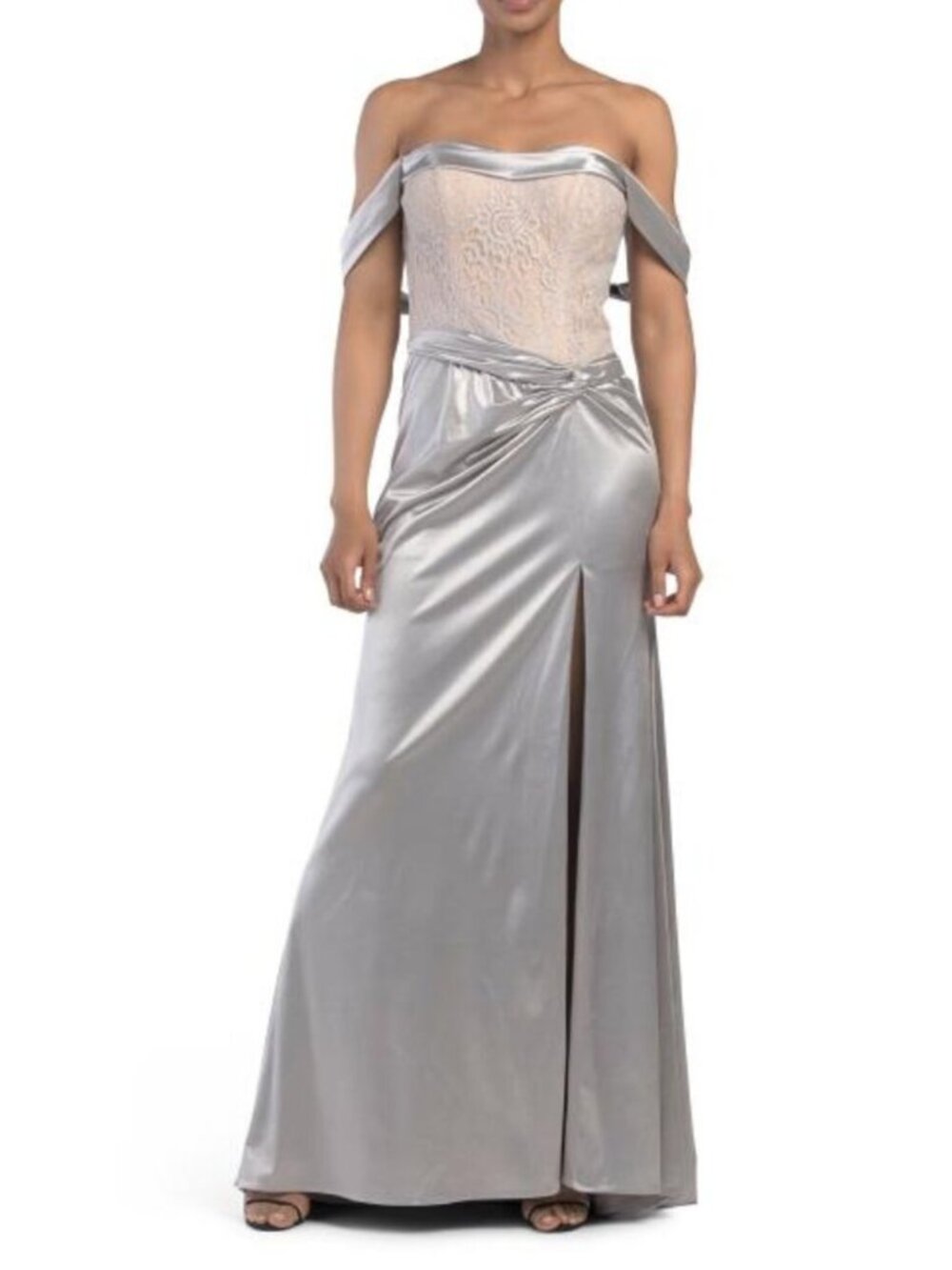 RENE BY RENE RUIZ Off The Shoulder Metallic Gown